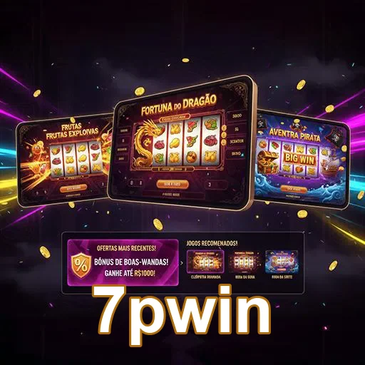 Imagem de slot machines de frutas e dragões no 7pwin, destacando elementos coloridos e atraentes.